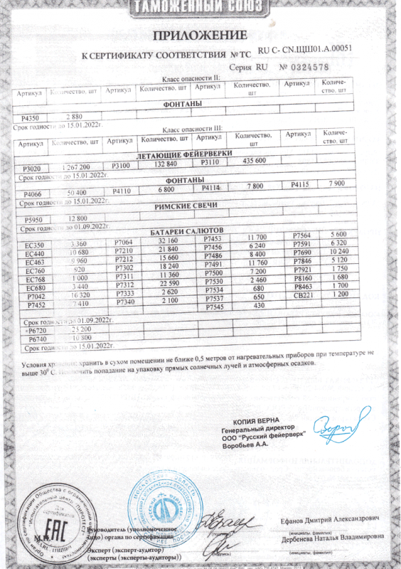 Сертификат соответствия № 0324578  - Тула | tula.salutsklad.ru 